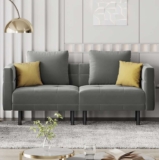 Split Design Velvet Convertible Sofa Bed – Grey ,Sold & Shipped by Monumart Limited