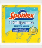 Spontex 2 Multipurpose Cleaning Cloths 35 x 37 cm Extra Thick & Ultra Absorbant