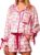 Springcmy Women 2Pcs Silk Christmas Pajamas Set Floral Long Sleeve Button Up Shirt Ruffle Shorts Pjs Sets Loungewear Sleepwear