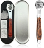 Stainless Steel Foot File with Scrubber, 20 Blades Pedicure Tool with Wooden Handle Foot Files for Hard Skin Callus Remover for Feet Dead Skin Remover for Feet Hard Skin Remover Foot Blade