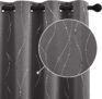 StangH Grey Printed Blackout Curtains – Grommet Thermal Insulated Privacy Protect Curtains with Silver Wave Lines Pattern for Kitchen/Small Window, W52 x L45 inches, Grey, 2 Panels