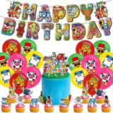 Steal a Brain rot Birthday Decorations Set with Cake Toppers Banner Balloons Brainrot Birthday Decorations Kit for Kids Steal a Brain rot Party Decorations Supplies for Game Fans