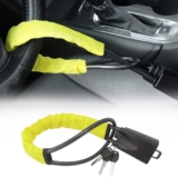 Steering Wheel Lock, Car Steering Wheel to Seat Belt Locks Universal Car Steering Locks Car Lock Anti-Theft Device with 3 Keys High Visibility Yellow Universal Fit for Cars SUVs Vans and Trucks