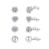 Sterling Silver Stud Earrings 4 Pairs