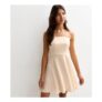 Stone Linen Look Belted Mini Dress (Only Sizes 20 & 22)
