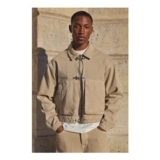 Stone boohooMAN Clasp Detail Boxy Denim Co-Ord Jacket