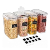 Storivo 4-Piece Airtight Cereal Storage Containers with Lids, 4L, BPA-Free