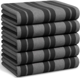Stripe Designed Tea Towels for Kitchen – 100% Cotton Super Absorbent & Quick Drying Hotel Quality Kitchen Towels Set 70 x 50 cm – Machine Washable (Grey & Dark Grey, 5 Pack)