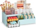 Subsky Makeup Organiser Cosmetics Storage with Drawers, Skincare Organiser, Offices Multi-function Organizer, Cosmetic Storage Box with Drawers, for Dresser, Bedroom, Bathroom, Blue
