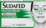 Sudafed Mucus Relief Triple Action Cold & Flu Tablets (Pack of 16) – £2.15 / £2.03 S&S