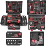 Sundpey 132-PCs Car Tool Kit – General Basic Portable Home and Automotive Repair Tool Set with Drawer for Men Women with Pickup & Hook & Fastener & Valve Stem Removal Tools for Car RV Truck Motorcycle