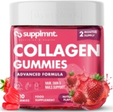 Supplmnt Marine Collagen Gummies, 2 Months Supply Hydrolysed Collagen Peptides w/Biotin, Hyaluronic Acid & Vitamin C, Collagen Supplements for Women & Men, Collagen for Skin, Hair & Nails (Strawberry)