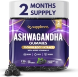 Supplmnt. Ashwagandha Gummies High Strength 2000mg with Vitamin D2 2 Months Supply Ashwagandha Root Extract Supplement 1000mg per Gummy, Alternative to Capsules, Vegan, 120 ct (BlackBerry)