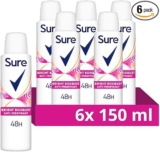 Sure Women Bright Bouquet Deodorant Body Spray Antiperspirant with a strawberry, apricot & vanilla fragrance and 48 hour sweat and odour protection 150 ml, Pack of 6