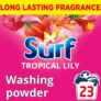 Surf Tropical Lily Washing Powder joy-infused fragrance with natural essential oil lasting up to 12 hours in wear for brilliantly clean laundry every time 23 washes 1.15 kg