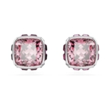 Swarovski Birthstone Stud Earrings, Square Cut, October Pink Rhodium Plated
