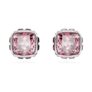 Swarovski Birthstone Stud Earrings, Square Cut, October Pink Rhodium Plated