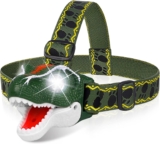 T-Rex Headlamp – LED Head Torch for Kids 3 Modes Flashlights Camping Accessories Dinosaur Toys for Boys Outdoor Indoor Kids Toys Reading Running Hiking Fishing Gifts Stocking Stuffers