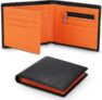 TEEHON Wallets Slim Genuine Leather RFID Blocking Wallet with 11 Card Holder, 2 banknote compartments, Coin Pocket, Minimalist Wallets for Men UK with Gift Box – Black and Orange