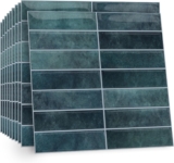 TOARTi 10 Sheets 2D Blue Green Self Adhesive Wall Tiles,1212inch Stick On Wall Tiles Kitchen Splashbacks for Walls,Tile Stickers Peel and Stick Backsplash Splashback Decals Tile