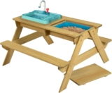 TP Toys Splash & Play Wooden Picnic Table Including A Splash Tub And Sin. Recycles The Water, Wooden Picnic Table Sandpit, Kids Garden Furniture And Outdoor Dining, FSC Certified Wood – 2 Years
