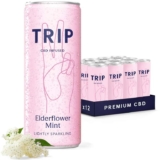 TRIP CBD Drink, Sparkling Elderflower Mint Fizzy Drink, Low Calorie, Vegan, 250 ml (Pack of 12)