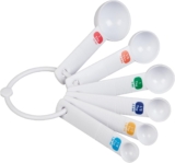 Tala Plastic Measuring Spoons, Set of 6 Spoons with 1/4 TSP/1.25ml – 1/3tsp/1.65ml – 1/2 TSP/2.5ml – 1tsp/5ml – 1/2tbs/7.5ml – 1 tbs/15ml Measurements, White