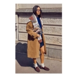 Tan Faux Suede Collared Longline Jacket
