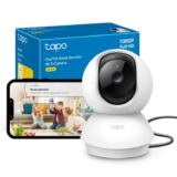 Tapo C200 1080p Pan/Tilt Indoor Camera, Motion Detection, 2-Way Audio, Night Vision, Cloud and Local Storage, No Monthly Fee, Black/White