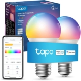 Tapo L530E (2-Pack) E27 Smart Bulb, Alexa Light Bulbs, LED Light Bulb, Extra Bright WiFi Smart Bulb, Colour Changing Light Bulb