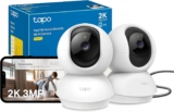 Tapo Wifi Indoor Camera, 2K 3MP Full HD Baby Camera, 360 Security Wireless Pet Camera, Night Vision, Work with Alexa & Google Home, 2 Pack C210P2 (Package may vary)
