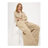 Taupe Shibori Wide Leg Trousers