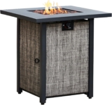 Teamson Home Outdoor Garden Large Woven Metal Propane Gas Fire Pit Table Burner, Smokeless Firepit, Patio Furniture Heater with Lava Rocks and Cover multi-color