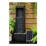 Teamson Home Outdoor Solar-Powered Waterfall Fountain, Black