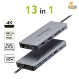 Tecnoware 13 in 1 USB-C Hub for Laptop & Macbook ( 100W Passthrough / 4K HDMI / GbE Ethernet / VGA / SD Card / 3.5mm jack ) w/codeSTOCS UK