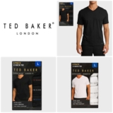 Ted Baker Mens V-Neck T-Shirts – 4 Pack (White/Black – Sizes M-XL) – Free Delivery With Code
