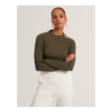 Ted Baker Online Only Ribbed Button Detail Fitted Knitted Top