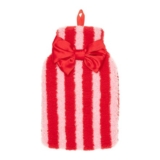 Teddy Red & White Striped Hot Water Bottle