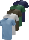 Teesmen Mens Sports T-Shirts 5 Pack Quick Dry Moisture Wicking Breathable Plain Short Sleeve Crew Neck Sports Gym Running Workout