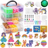 Teneytoyz Fuse Beads Kit, 36 Colors 12000 PCS 5mm Iron Beads for Kids with 5 Pegboards, Tweezers, Pattern Guide, Ironing Papers and Keyrings, Fuse Bead Craft Kit for Boys Girls DIY Crafts