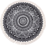 Terafeels Round Area Rug Bedroom Classic Tassels Carpet Short Pile Non-Slip Vintage Cotton Thin Machine Washable Floor Rug for Kitchen Hallway Dining Room 90cm,10090