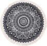 Terafeels Round Area Rug Bedroom Classic Tassels Carpet Short Pile Non-Slip Vintage Cotton Thin Machine Washable Floor Rug for Kitchen Hallway Dining Room 90cm,10090