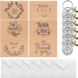 Thank You Teacher Gifts Keyring, 6 Pcs Thank You Cards Thank You Cards Multipack with envelopes, Stainless Steel Inspirational Keychain for Thanksgiving Christmas, for Birthdays Wedding Graduation