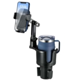 This Hill Car Cup Holder Expander Adjustable Base with Phone Mount for Car Compatible with iPhone All Smartphones
