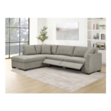 Thomasville Miles Grey Fabric Corner Sofa with Power Footrests