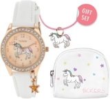Tikkers Girls White PU Strap Unicorn Stone Set Watch Set ATK1063