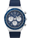 Timex Mens Q Chronograph 40mm Watch Blue – Stainless Steel Case