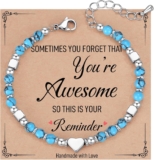 Tiny Bead Bracelets for Women, Sometimes You Forget Youre Awesome, Unique Christmas Gifts for Women, Mom, Daughter,Best Friend on Birthday Christmas Valentines Easter
