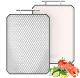 Titanium Chopping Board, 41.5x28x2cm Double Sided Cutting Board with Anti-Scratch Diamond Texture & Juice Groove, Non-Slip Wheat Straw & Pure Titanium, Heavy Duty Kitchen Prep Station