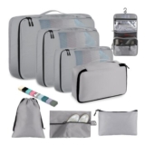 Toncoke 8-Piece Travel Packing Cubes with Shoe Bag, Gray